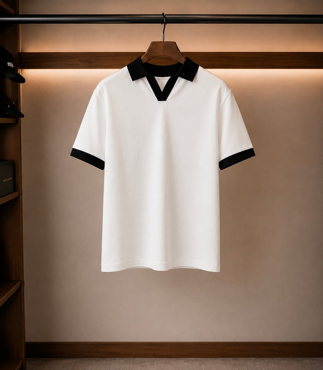 Noir Contrast Polo | White