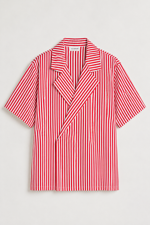 Noir Wrap Stripe Shirt | Crimson Red