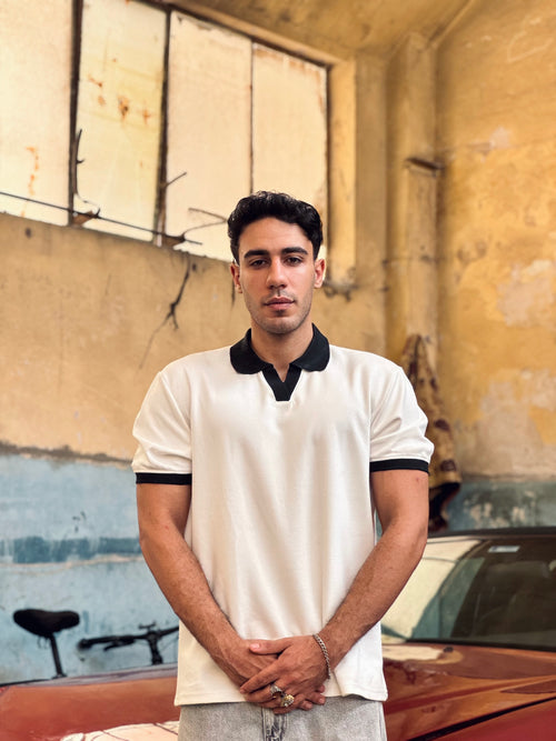 Noir Contrast Polo | White