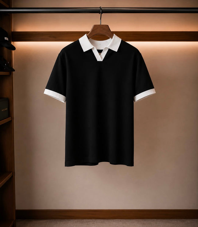 Noir Contrast Polo | Black