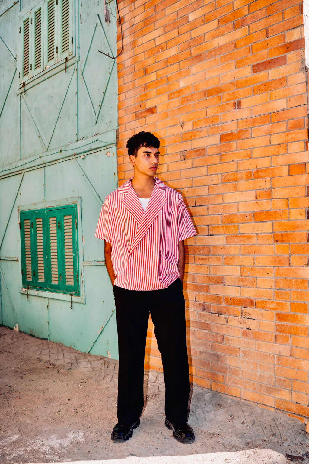 Noir Wrap Stripe Shirt | Crimson Red