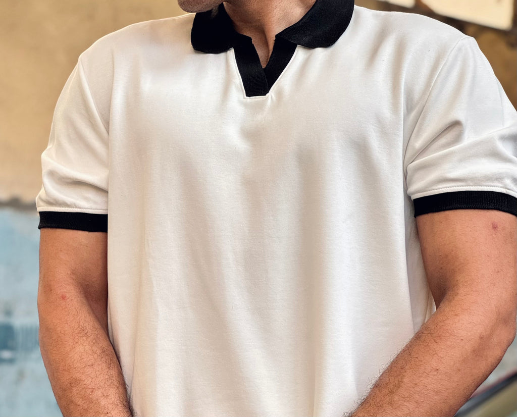 Noir Contrast Polo | White