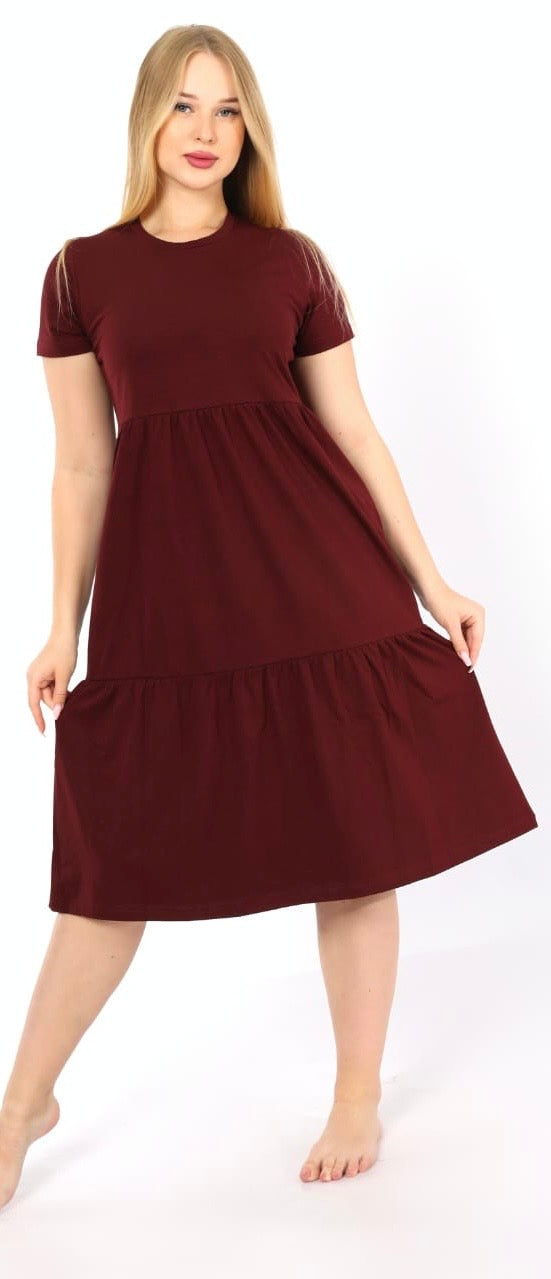 Burgundy Jersey Midi Dress