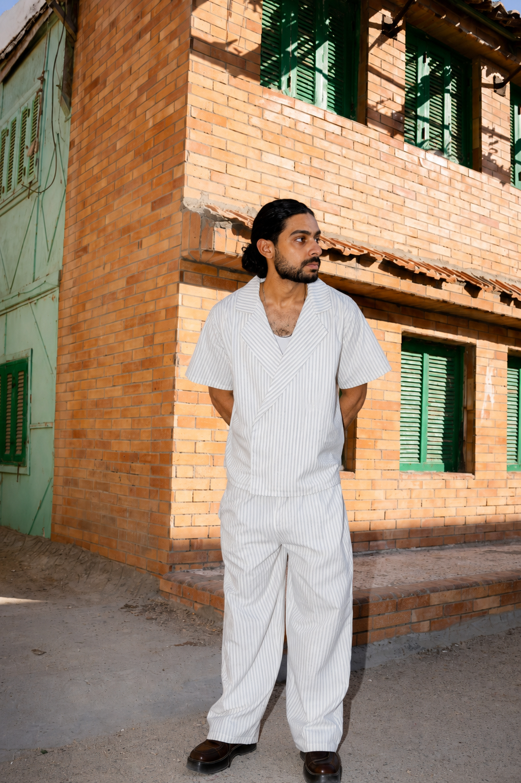 Noir Wrap Stripe Shirt | Light Grey & White