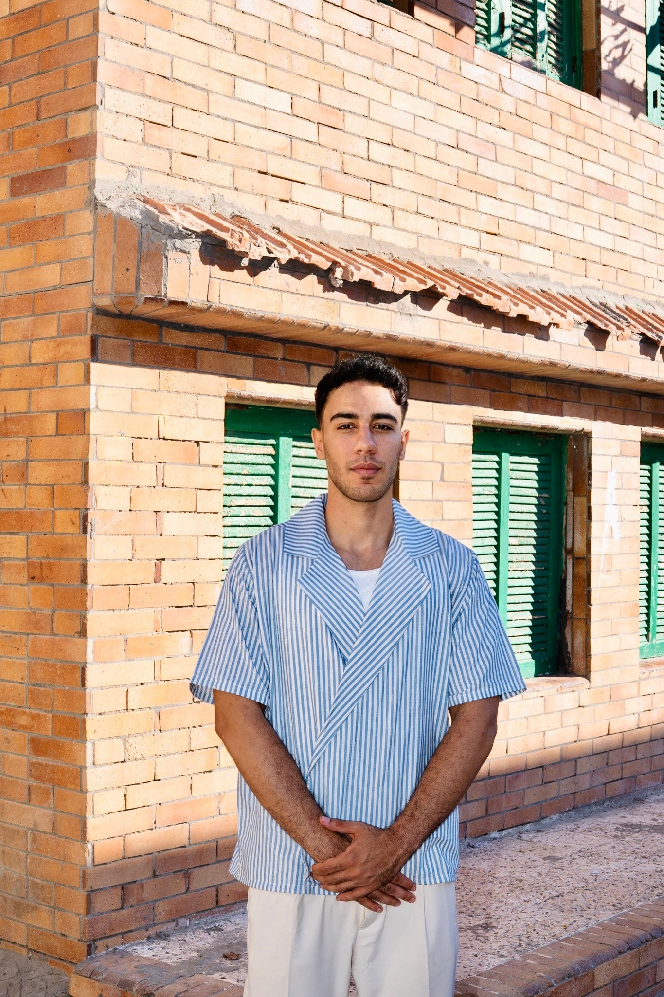 Noir Wrap Stripe Shirt | Sky Blue