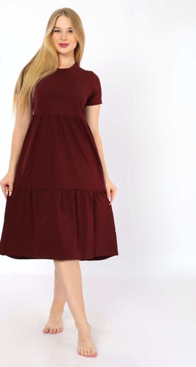 Burgundy Jersey Midi Dress