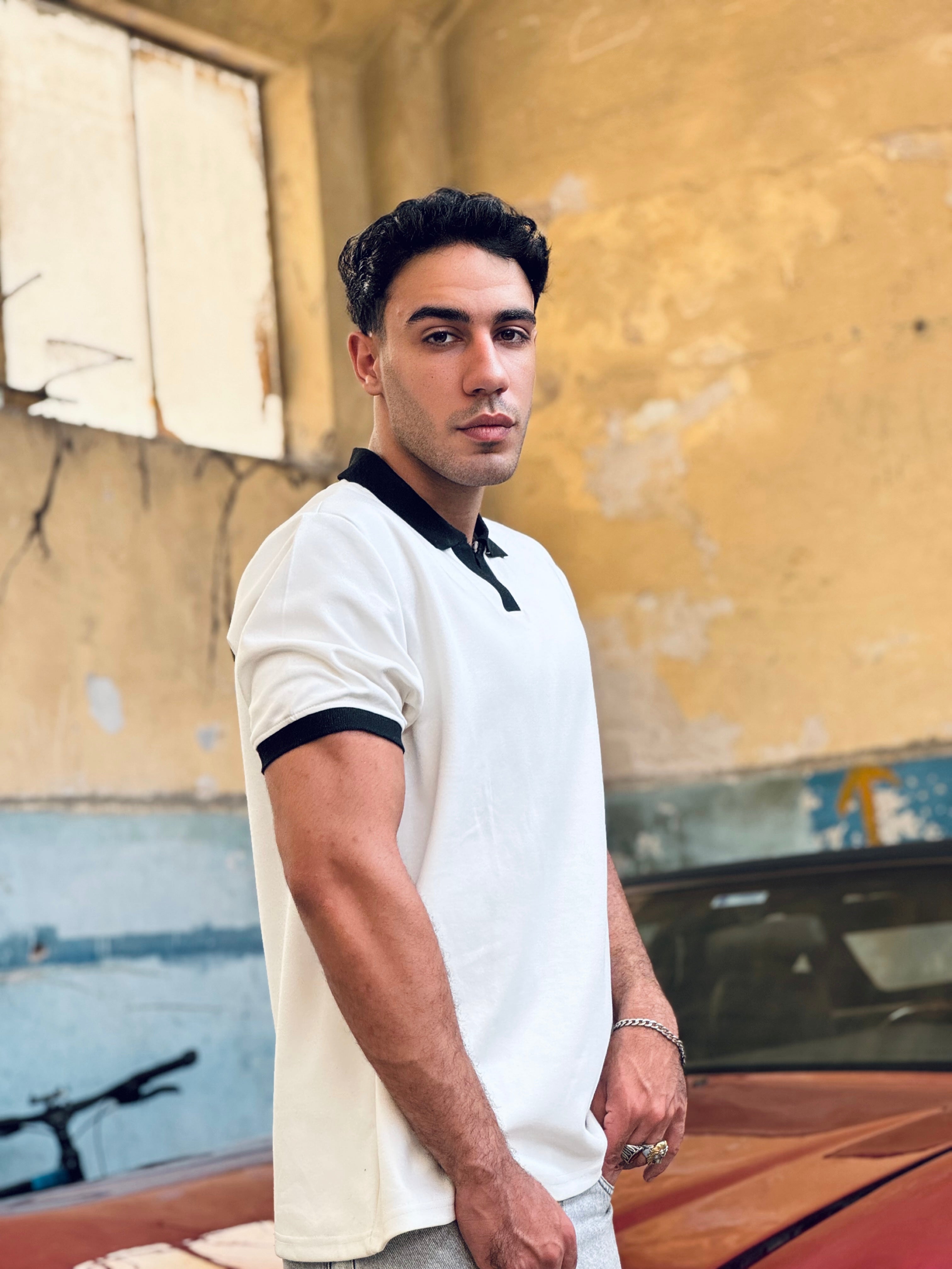 Noir Contrast Polo | White