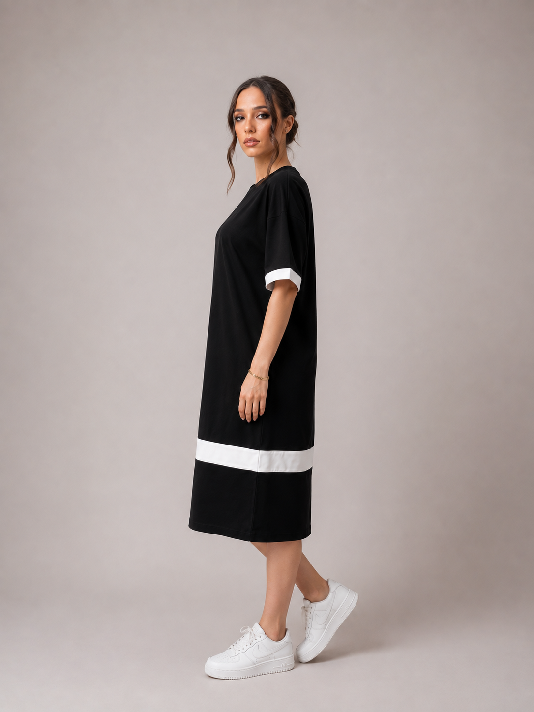 Black white Midi Dress