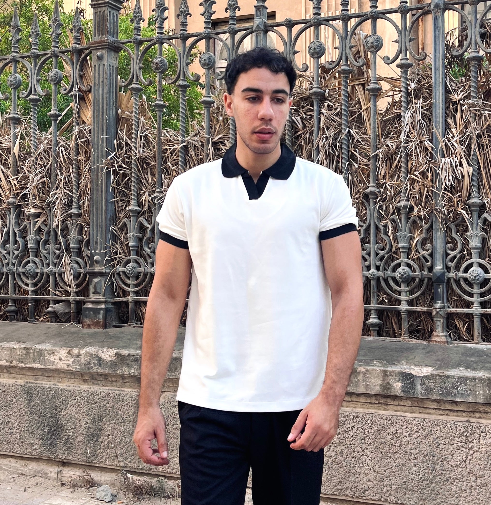 Noir Contrast Polo | White