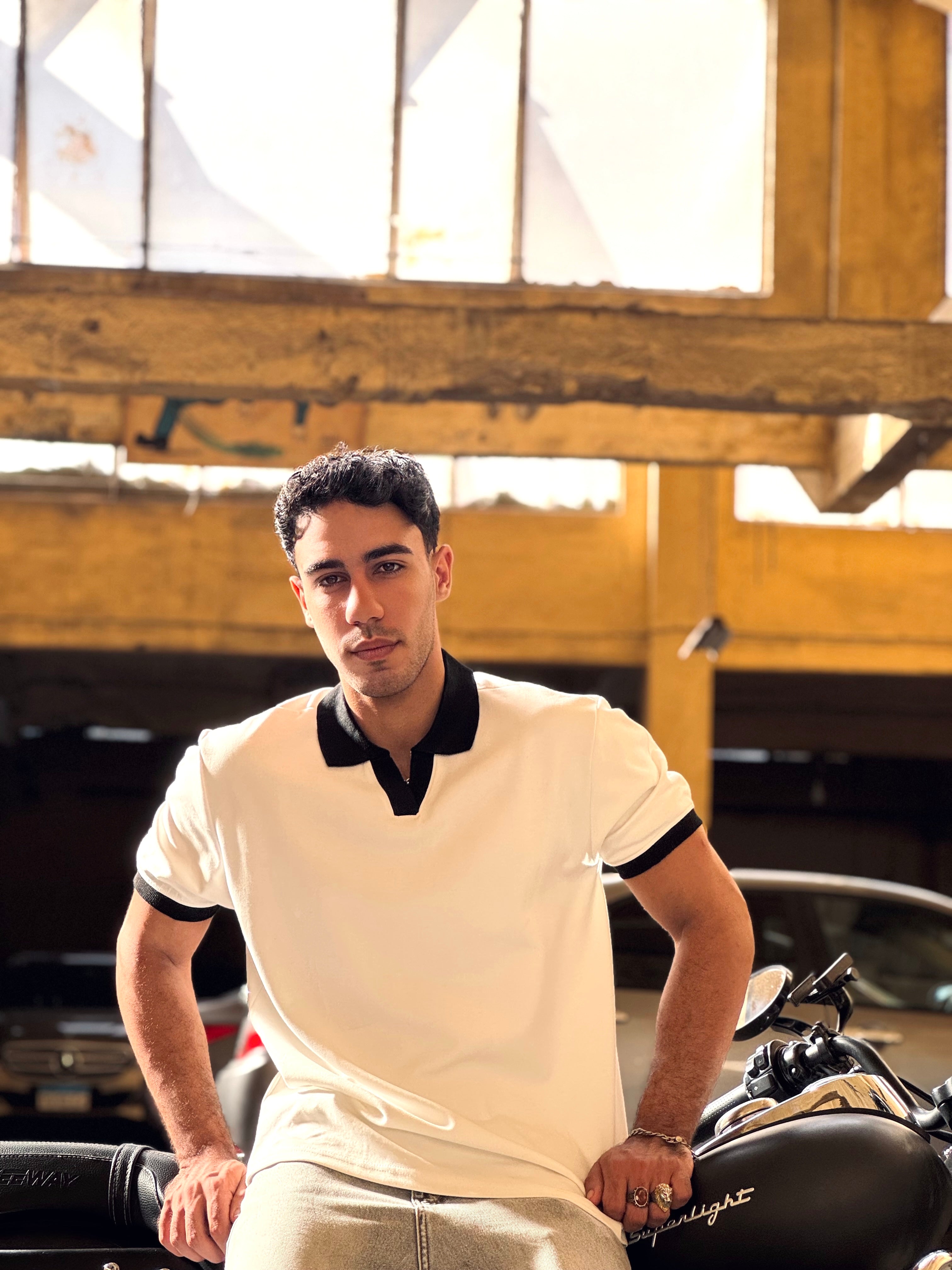 Noir Contrast Polo | White