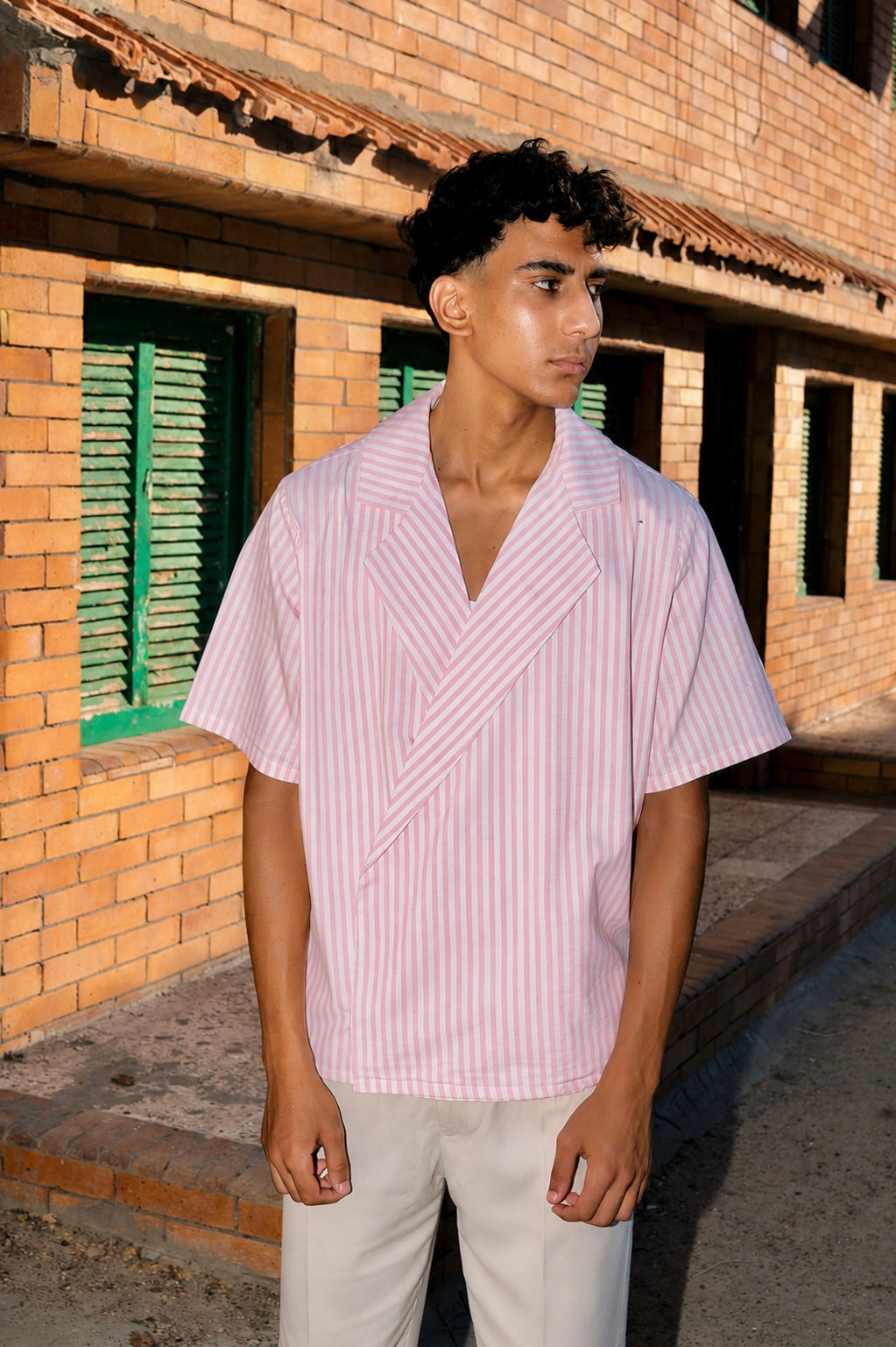 Noir Wrap Stripe Shirt | Blush Pink