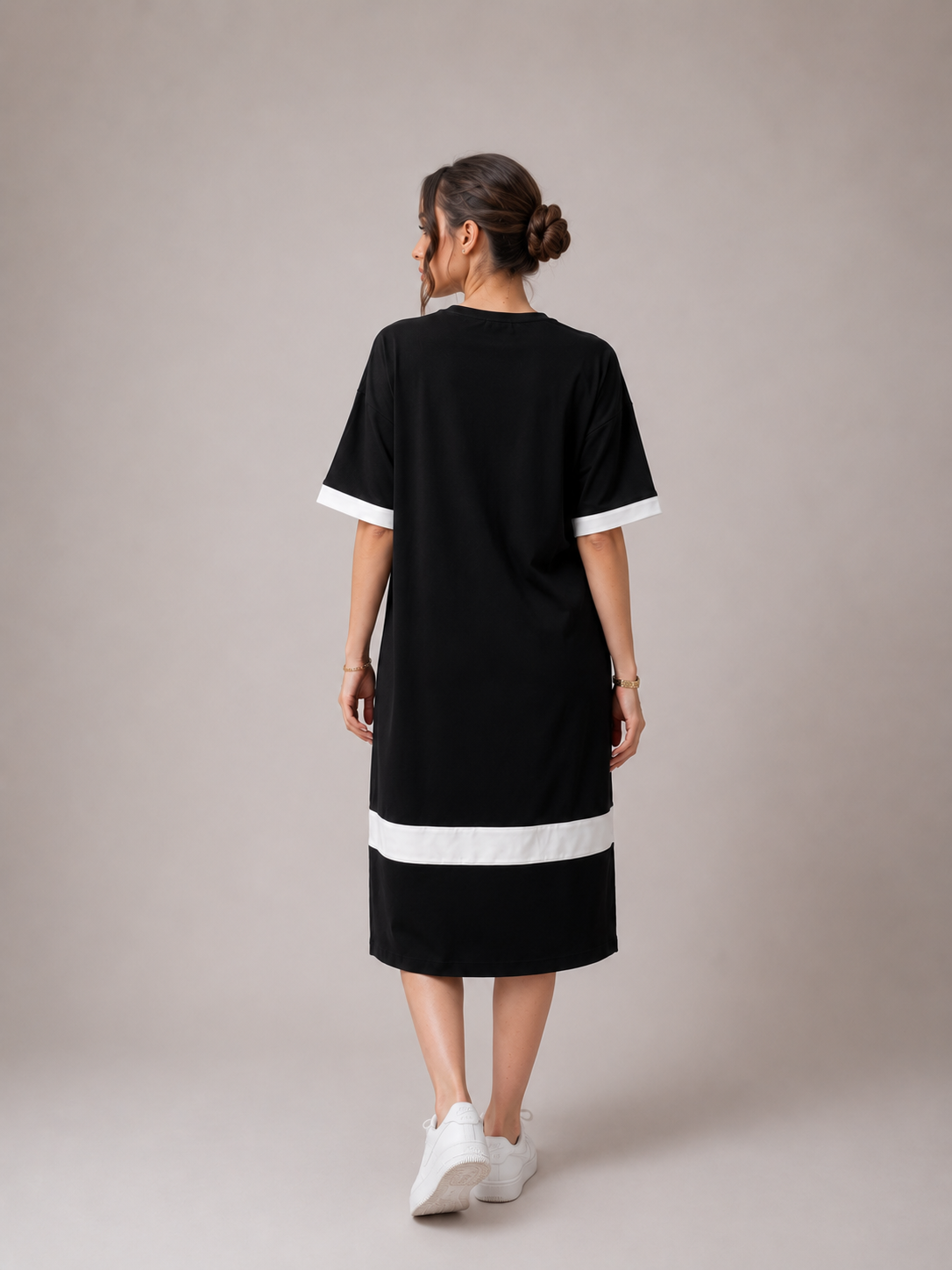 Black white Midi Dress