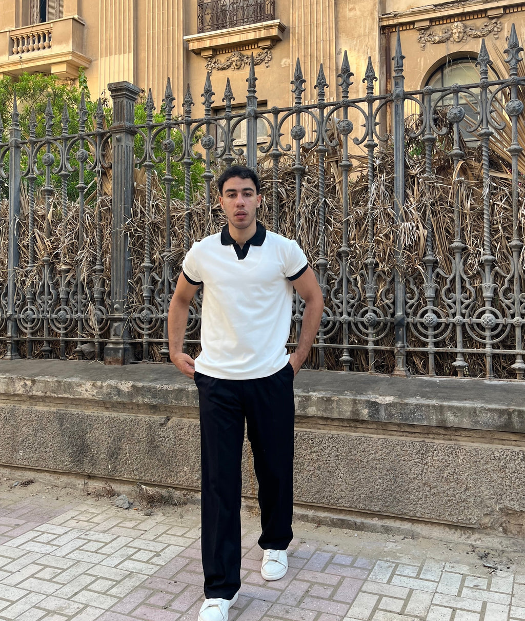 Noir Contrast Polo | White