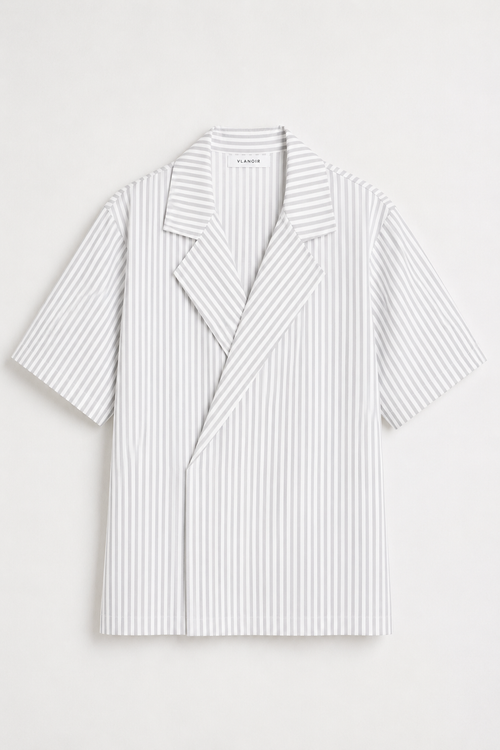 Noir Wrap Stripe Shirt | Light Grey & White
