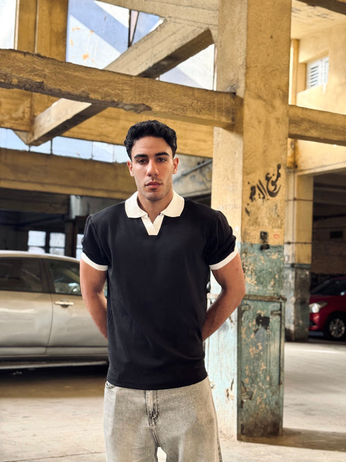 Noir Contrast Polo | Black