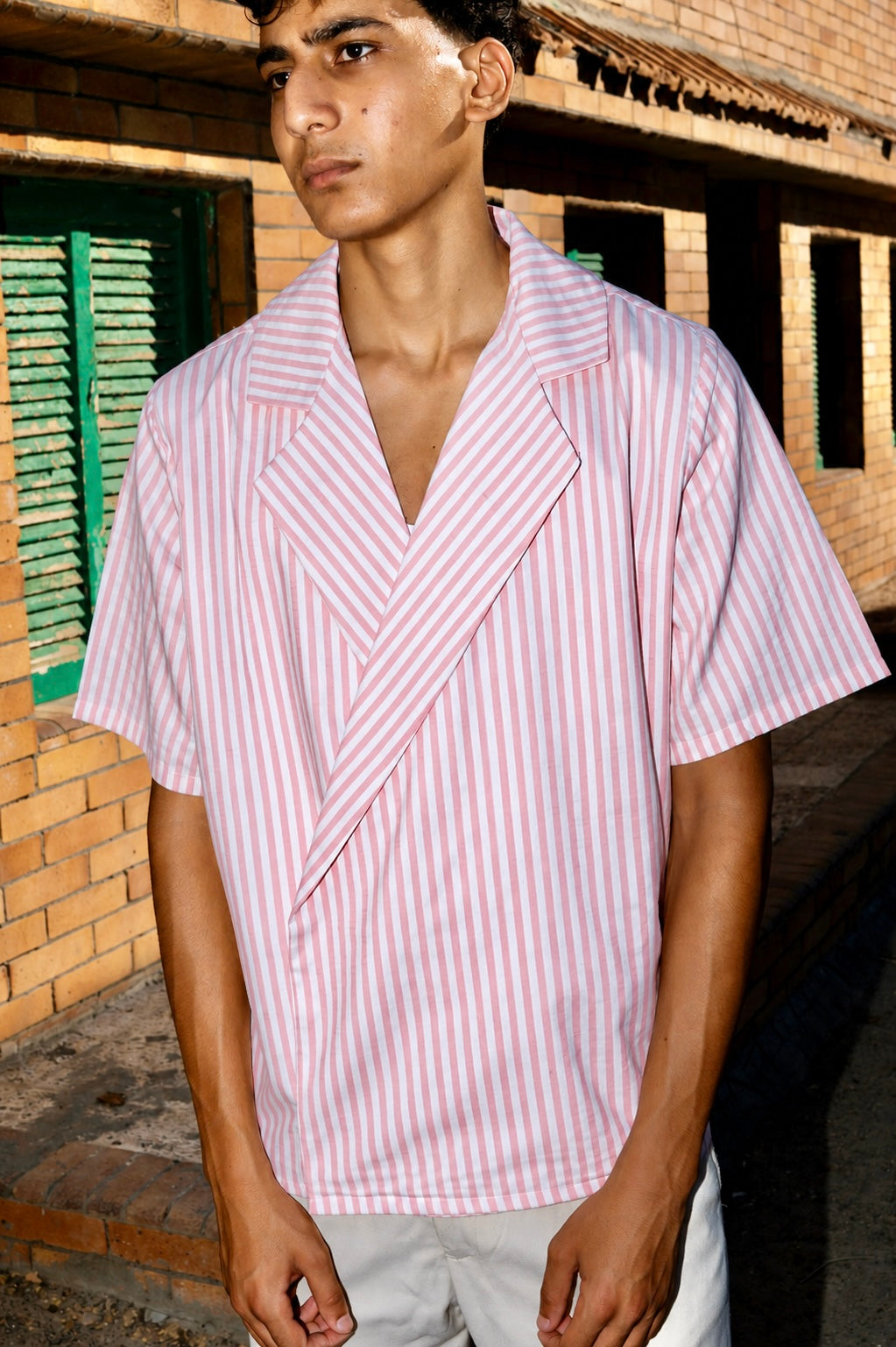 Noir Wrap Stripe Shirt | Blush Pink