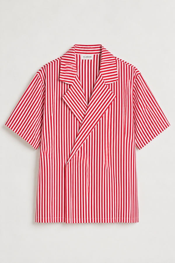 Noir Wrap Stripe Shirt | Crimson Red