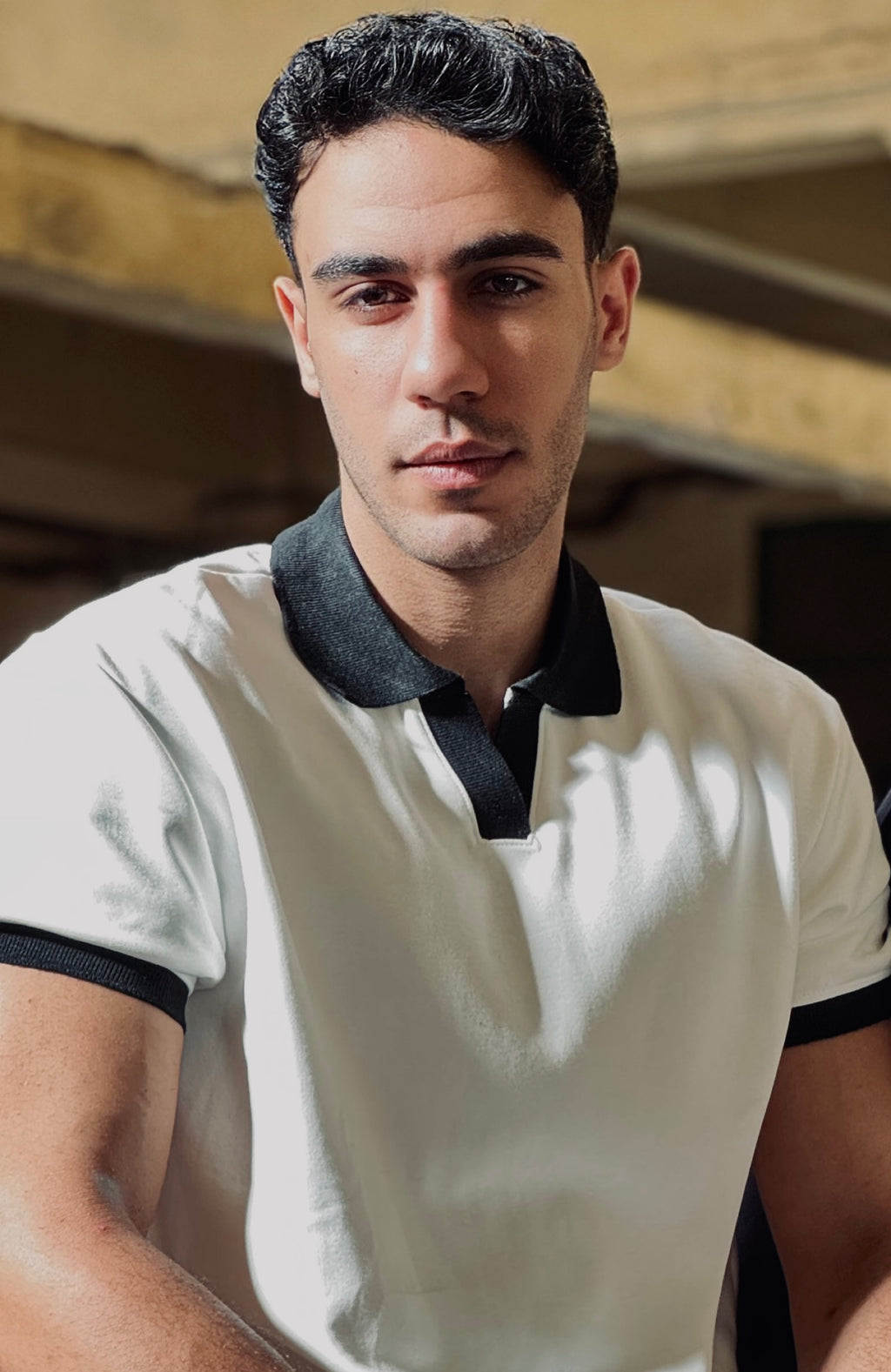 Noir Contrast Polo | White