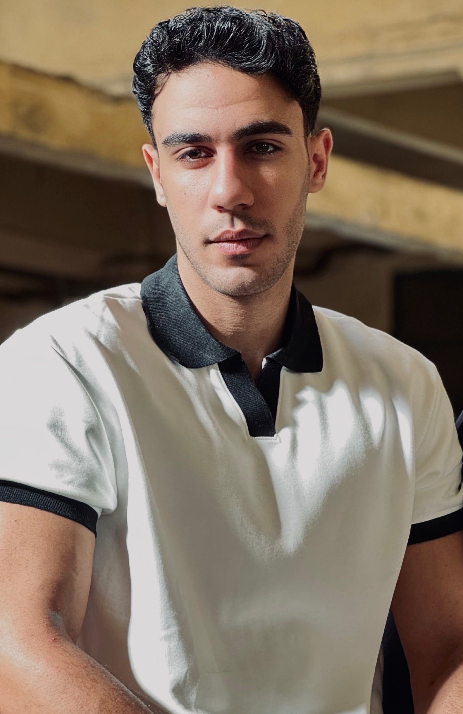 Noir Contrast Polo | White
