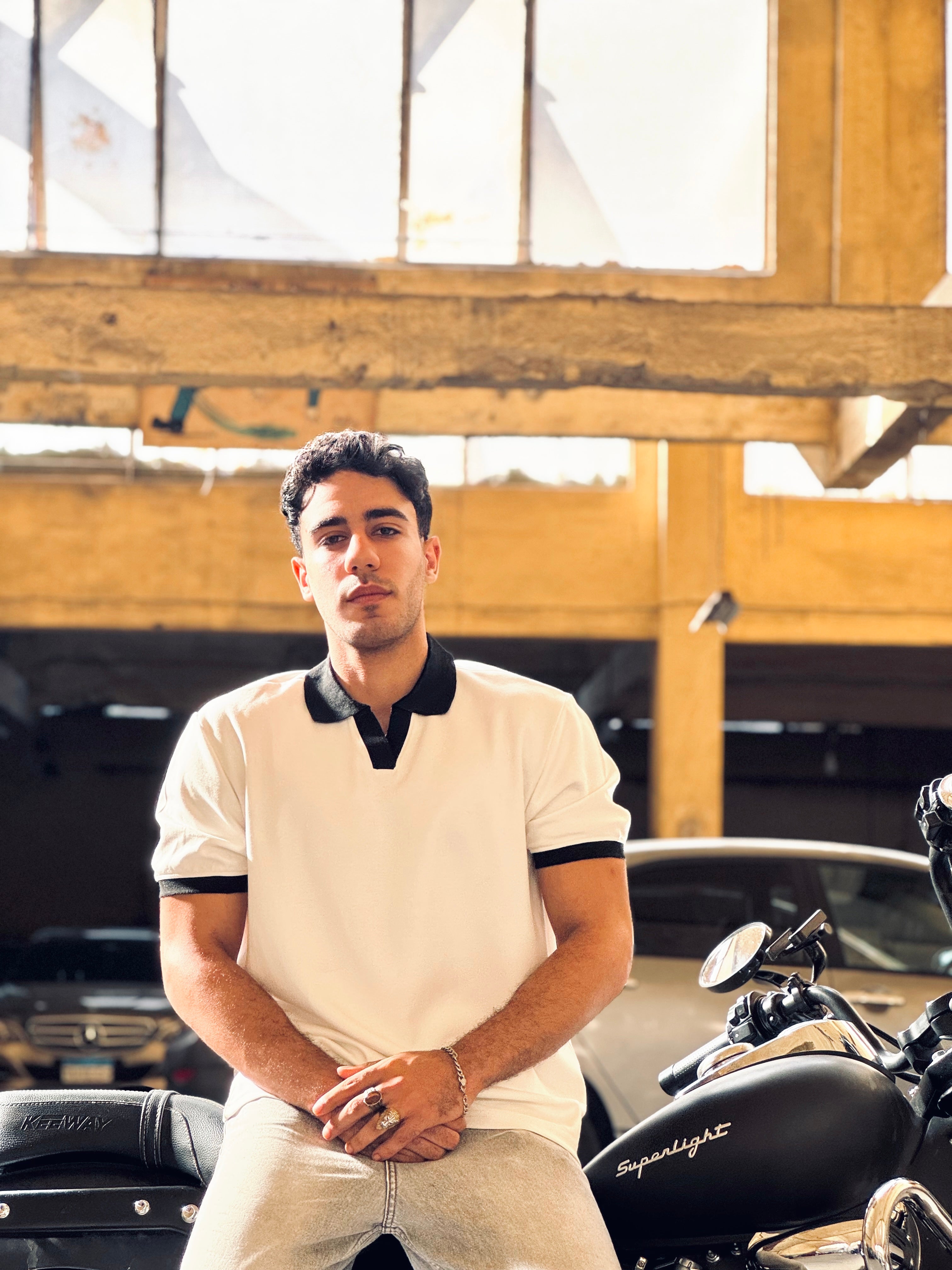 Noir Contrast Polo | White