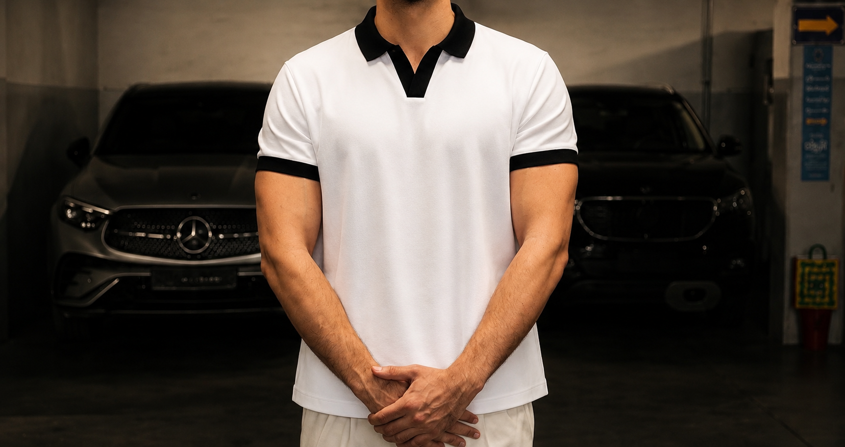 Noir Contrast Polo | White