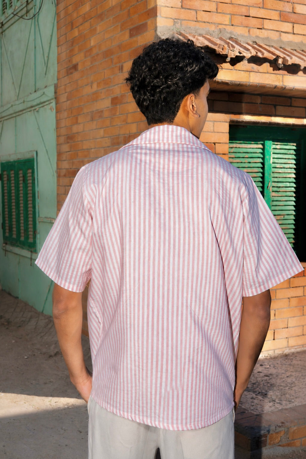 Noir Wrap Stripe Shirt | Blush Pink