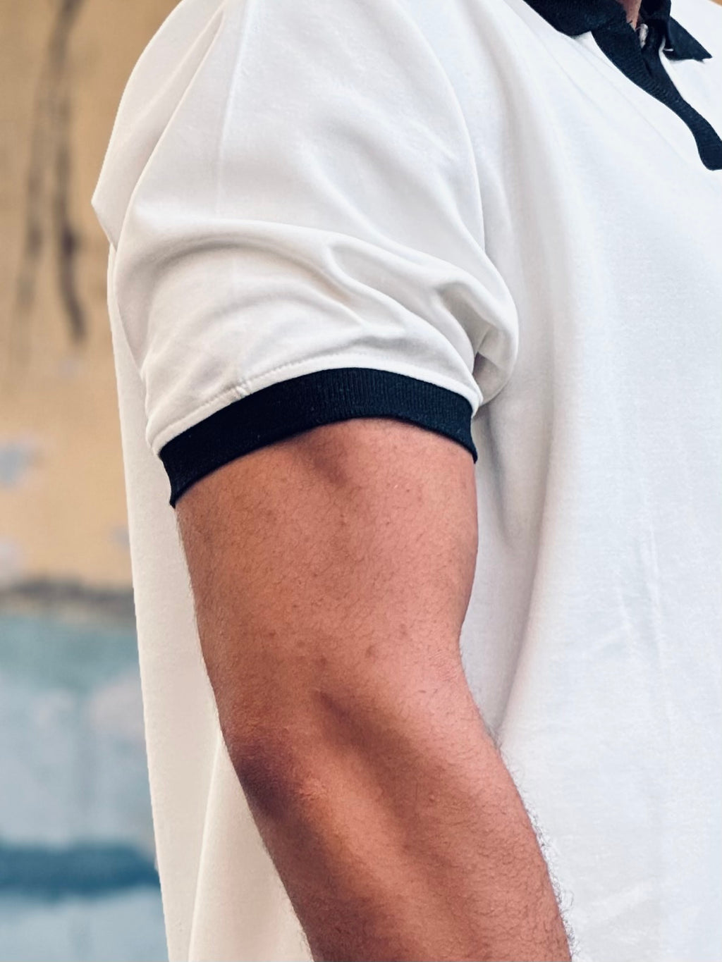 Noir Contrast Polo | White