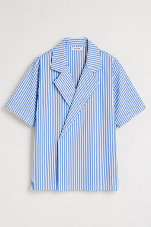 Noir Wrap Stripe Shirt | Sky Blue