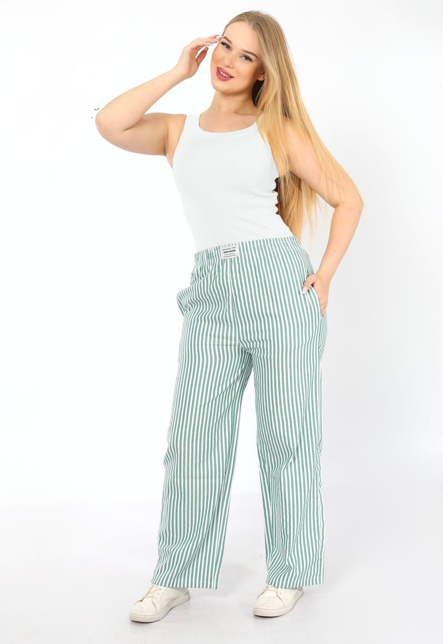 Coastal Stripe Pants – Sage Green