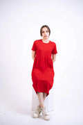 Red Jersey Midi Dress