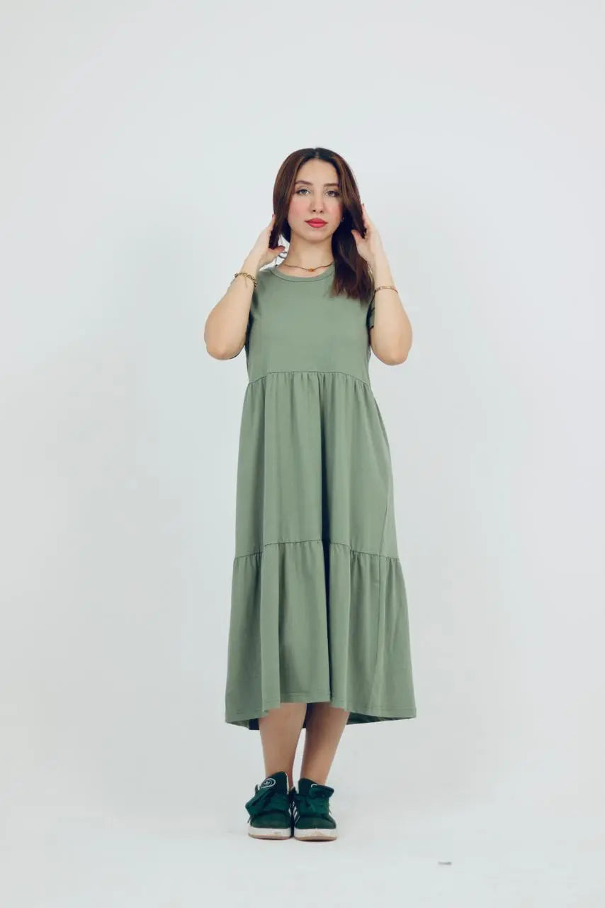 Olive jersey Midi Dress