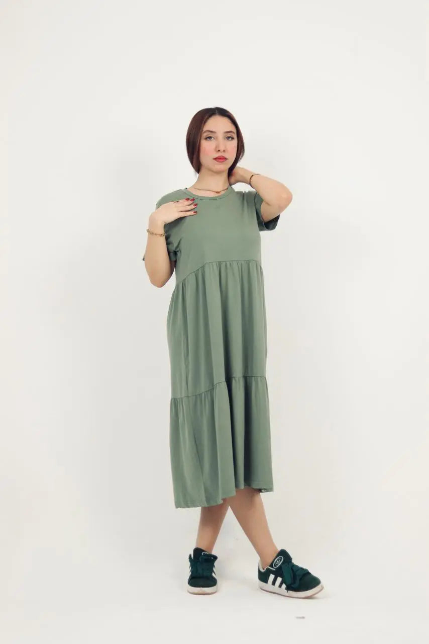 Olive jersey Midi Dress