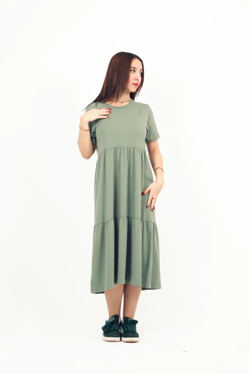 Olive jersey Midi Dress