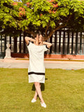 Creamy Black Jersey Midi Dress