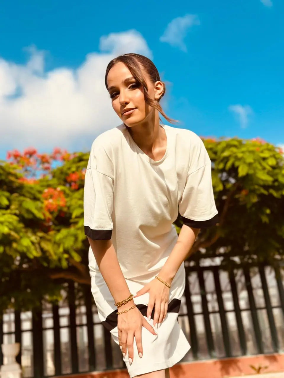 Creamy Black Jersey Midi Dress