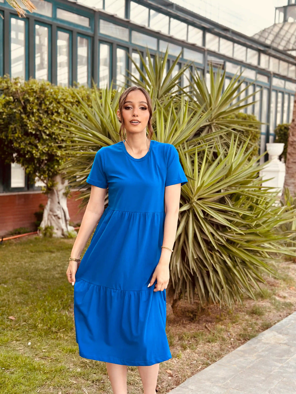 Blue Jersey Midi dress
