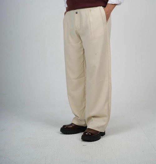 Soft Cream Tailored Wide-Leg Pants