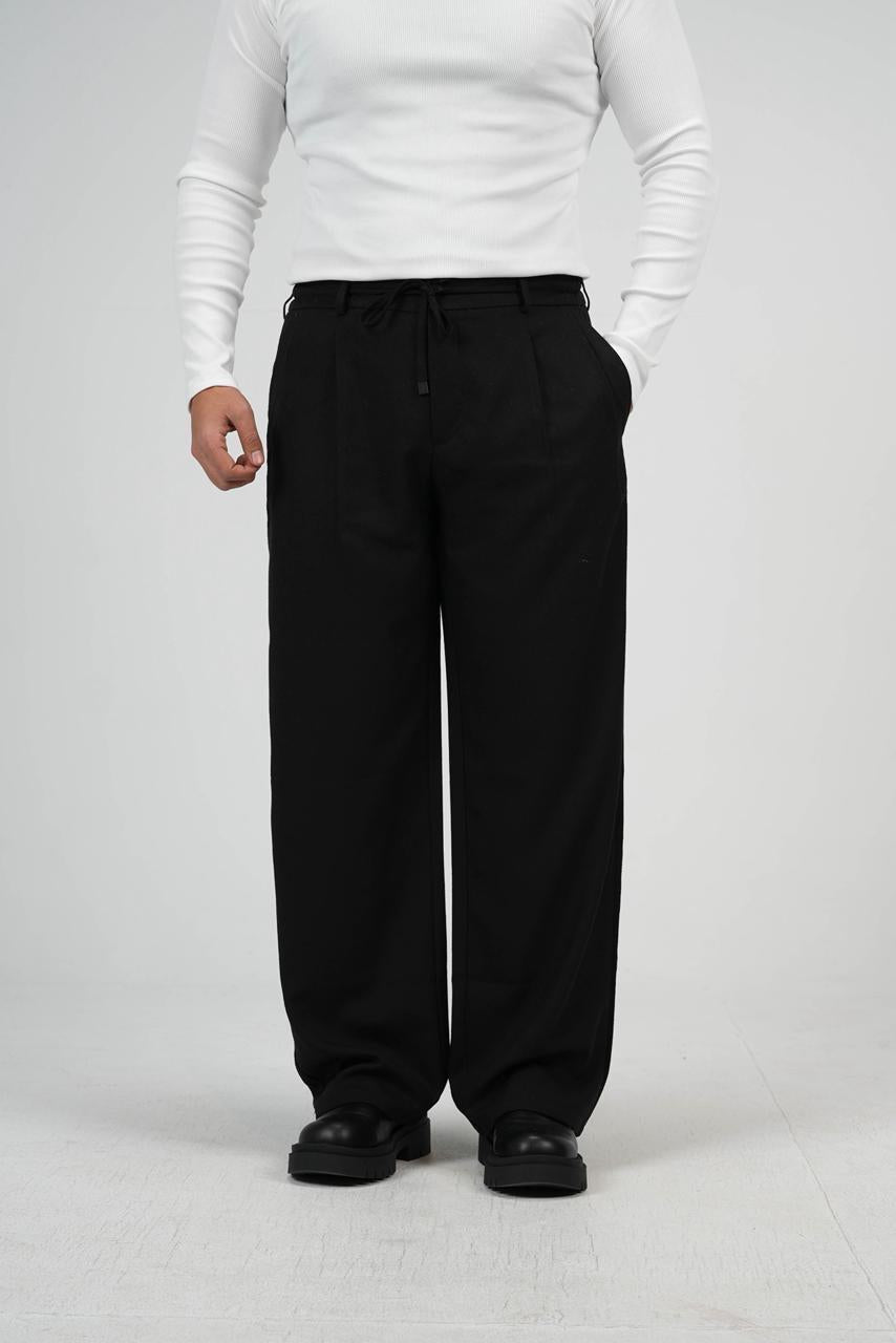 Black Tailored Wide-Leg Pants