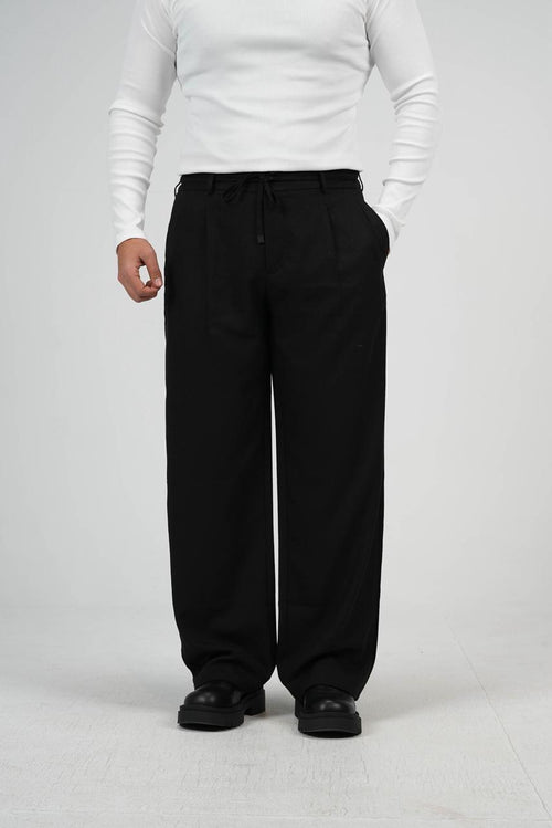 Black Tailored Wide-Leg Pants