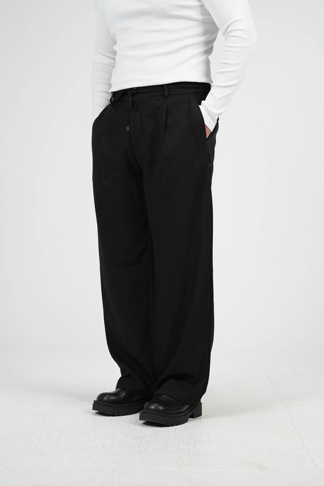 Black Tailored Wide-Leg Pants