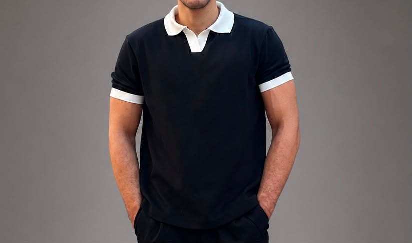 Noir Contrast Polo | Black