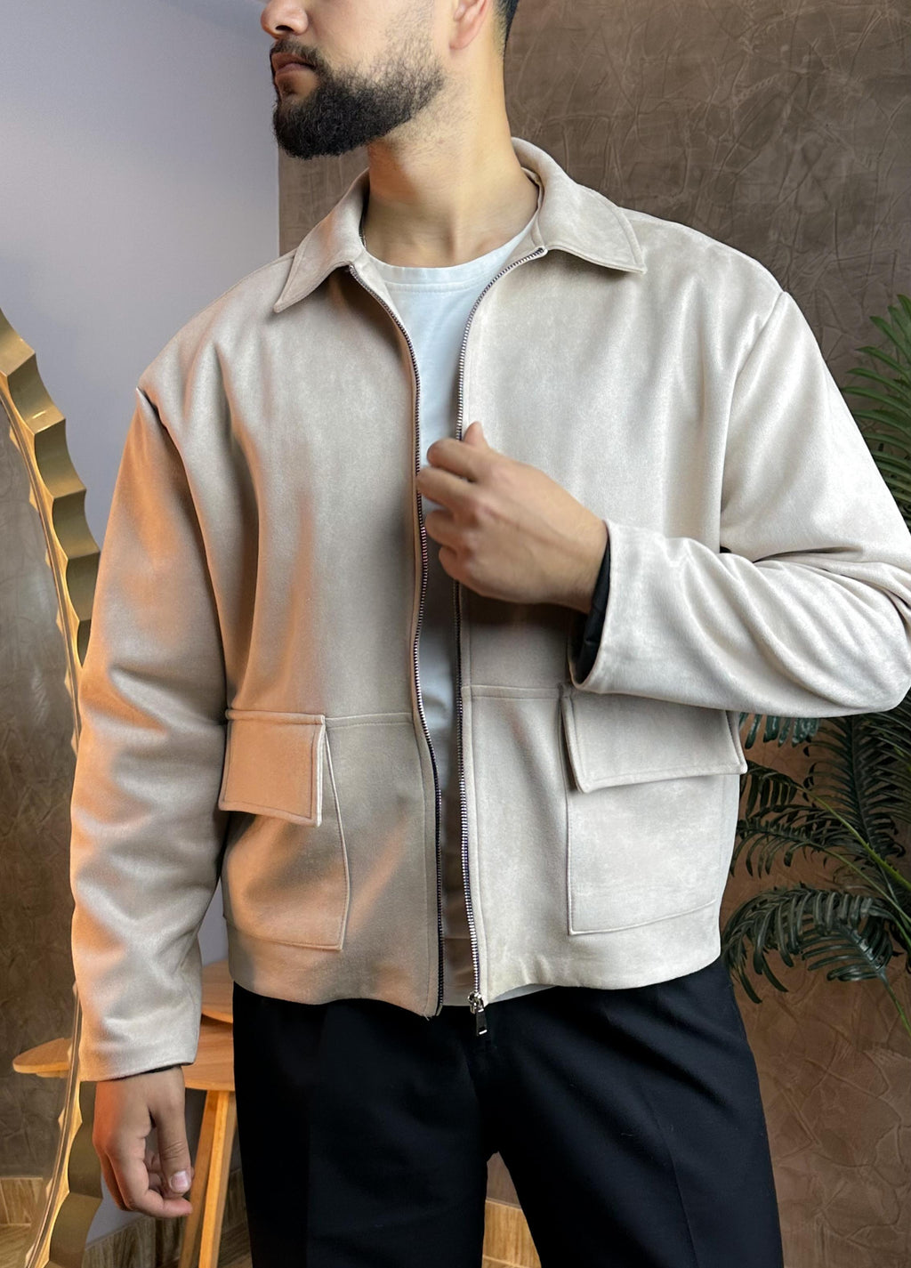 Suede Jacket (Beige)