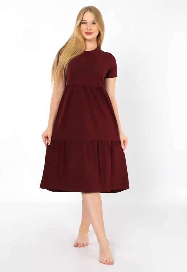 Burgundy Jersey Midi Dress