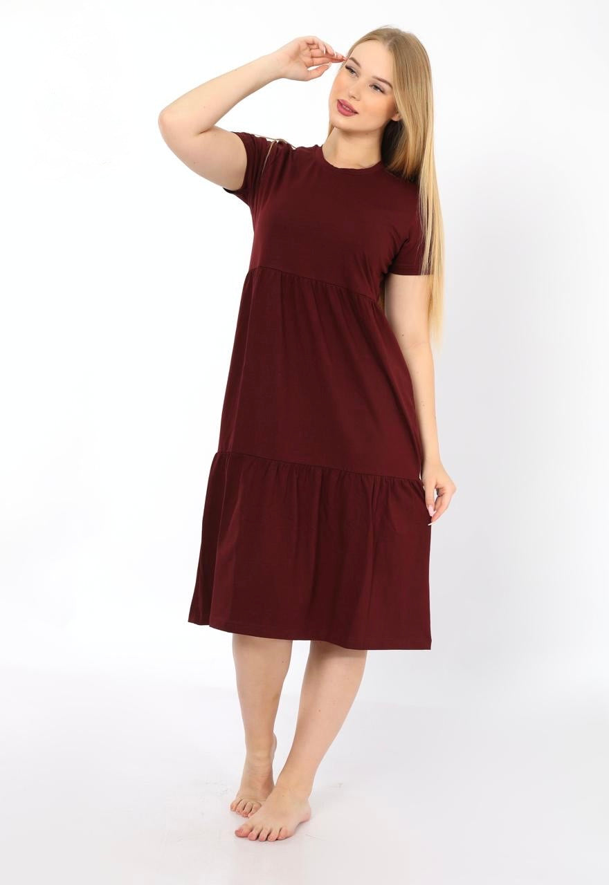 Burgundy Jersey Midi Dress