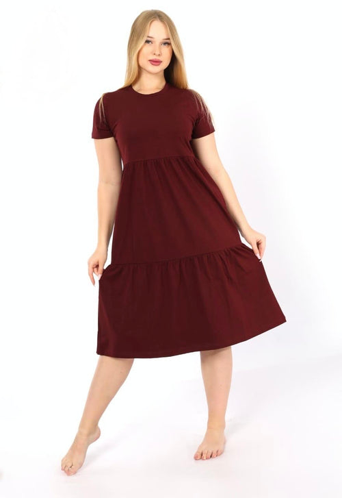 Burgundy Jersey Midi Dress